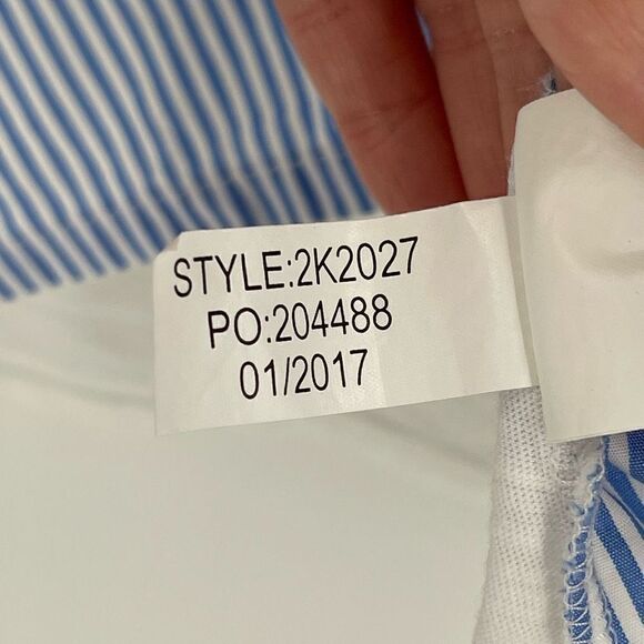 Vineyard Vines Stripe Pleated Short Sleeve Shirt Preppy Women Small Blue White - Picture 5 of 5